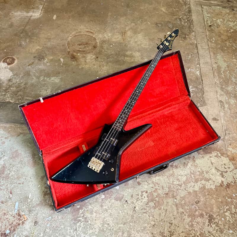 Aria Pro II ZZB Deluxe XPL bass c 1984 Black original vintage mij japan Matsumoku explorer image 1