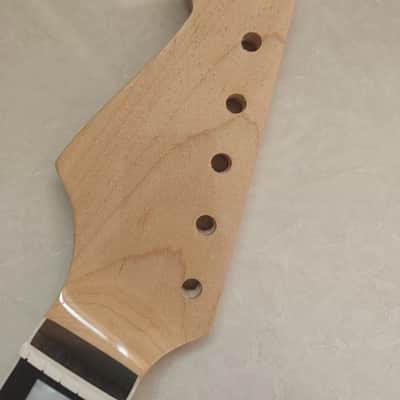 Maple Guitar Neck with Rosewood Fretboard Block Inlay - 22Fret Reverse headstock image 2