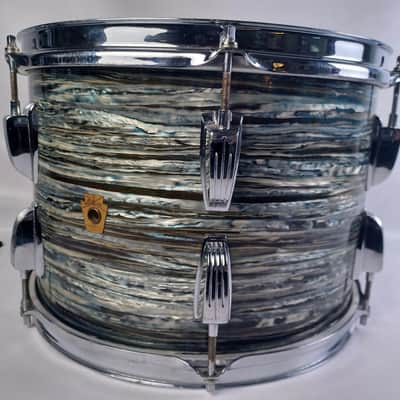 Ludwig 9x13" Blue Oyster Pearl Tom Drum Vintage Jan30'61 COB Brass 3Ply Mahogany image 6
