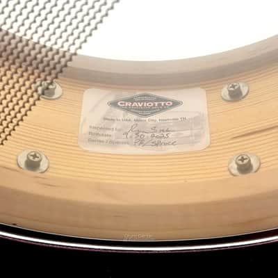 Craviotto Private Reserve Spruce Snare Drum 14x5 w/Black Tahitian Pearl Inlay image 4