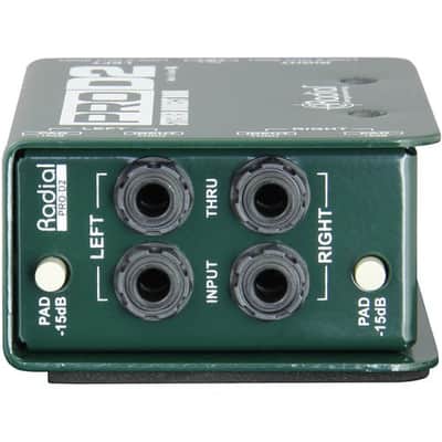 Radial Engineering ProD2 2-channel Passive Instrument Direct Box with Calrad 55-675-25 1/4" to 1/4", 25ft Professional Grade Instrument Cable and an XLR Cable image 3