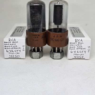 RCA JAN 6V6GTY Brown Base Gray Glass Perfectly Matched Pair NOS 6V6 6V6GT VT107