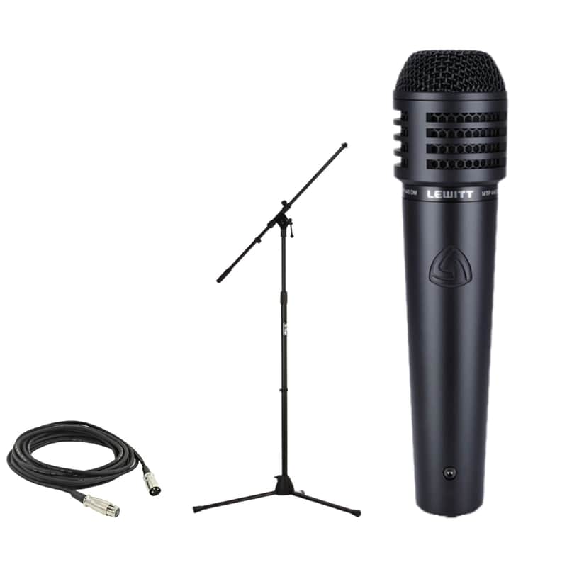 Lewitt MTP 440 DM Dynamic Instrument Microphone with On-Stage Stands MS7701B Boom Microphone Stand & XLR Cable image 1