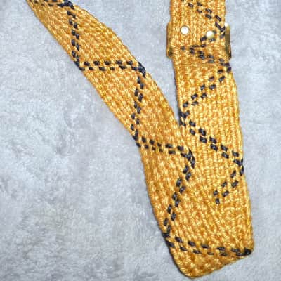 Vintage 1970s Guitar Strap Leather Ends, Metal Buckle, Metal Rivets, Metal Loop, Orange and Black Strong and Solid Excellent image 5