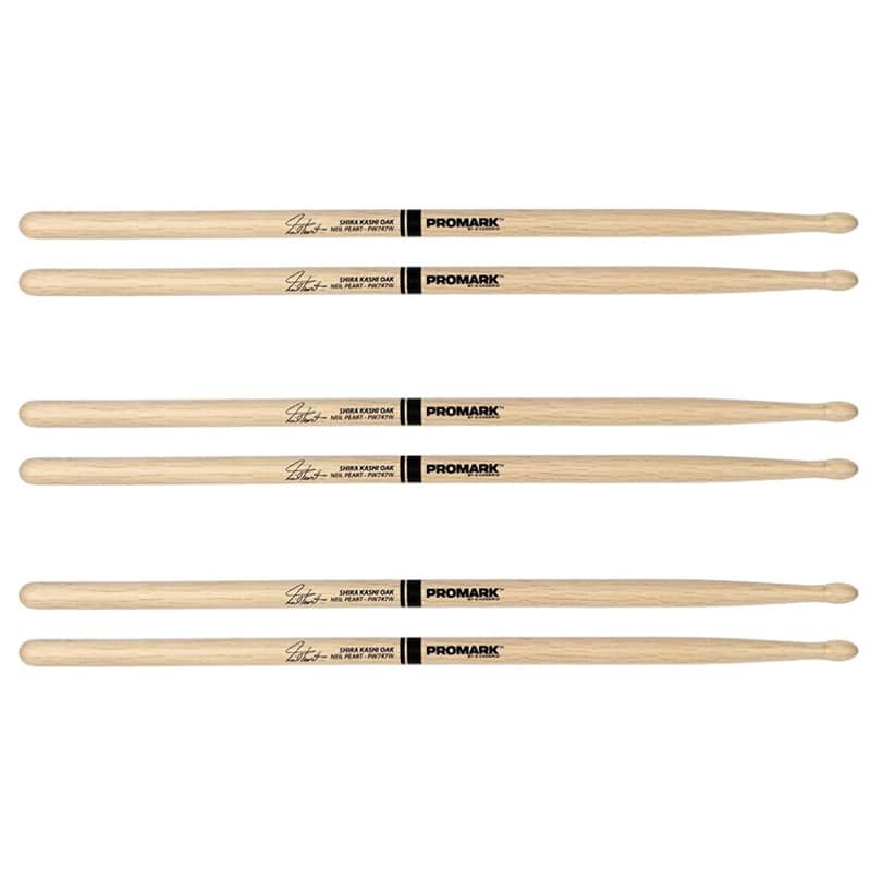 Pro-Mark PW747W Neil Peart Signature Shira Kashi Oak Wood Tip Drum Sticks (3 Pairs) UPC 616022103096 image 1
