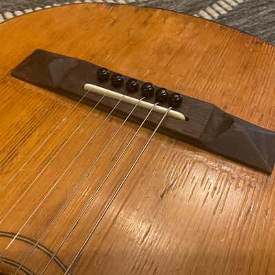 1800’s Era No-Name Mini Travel Guitar Round Body W/Pyramid Bridge Late 1800’s - Real Relic image 10