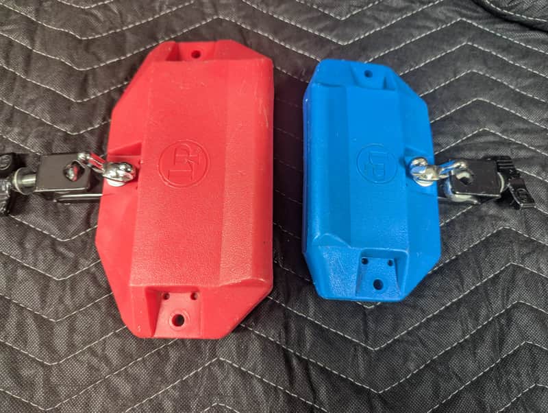 Latin Percussion LP LP1207 Red Medium  + LP1205 Blue High-Pitch Jam Blocks with Brackets image 1