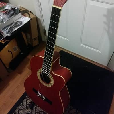 Sojing Electric/Acoustic Classical Guitar Cherry Matte Finish - New image 9