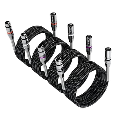 Heavy Duty XLR Cables 6ft 4 Packs, Nylon Braided Microphone Cables Balanced Mic Audio Cables for Speaker Systems, Studio Recording and Live Sound image 1