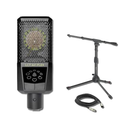 Lewitt LCT-441-FLEX Multi-Pattern Large-Diaphragm Condenser Microphone with MS7411TB Tripod Style Bass Drum and Amp Mic Stand and XLR Cable image 1