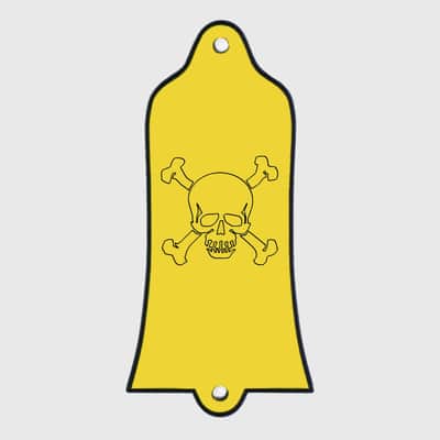 GUITAR TRUSS ROD COVER - Custom Engraved - Fits USA GIBSON - SKULL & BONES - Black YELLOW image 1