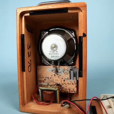 1974 Dwarf Portable Guitar Amp Vintage Solid Oak AC & Battery Powered Amplifier image 7