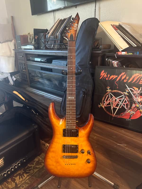 ESP LTD MH-100 QM NT 2014 - Amber Sunburst image 1