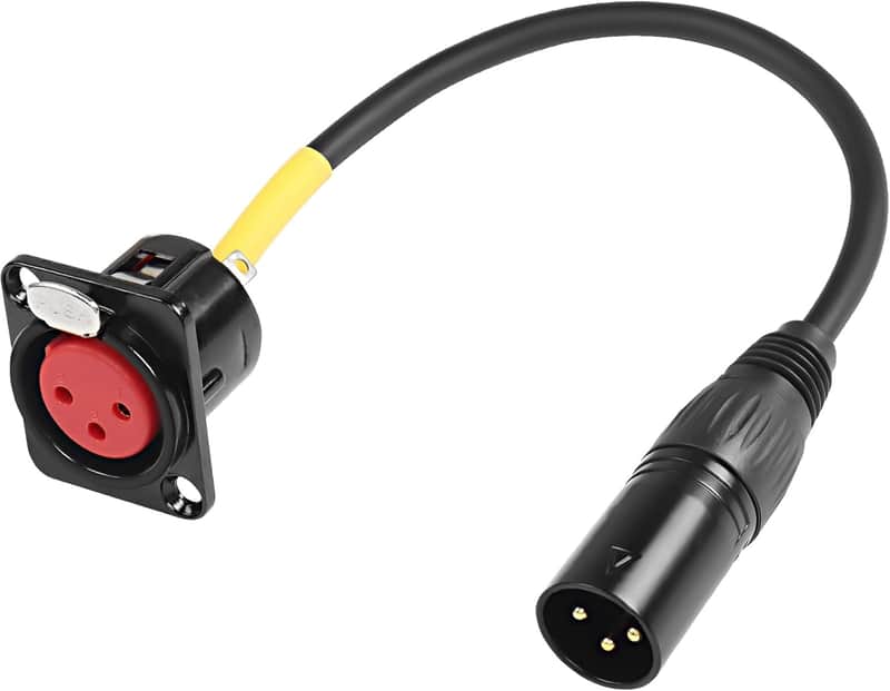 D-Type XLR Female Panel Mount to XLR Male Connector Pass Through Cable,3 Pin Mic XLR Feed/Pass Thru Converter Compatible with Microphone - 30cm/11.8inch 1 Pcs image 1