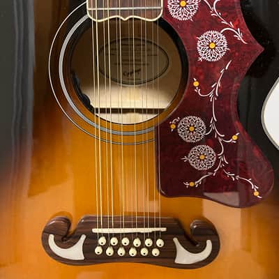 Epiphone J-200 12 string acoustic guitar, pickup, case 2021 - sunburst image 13