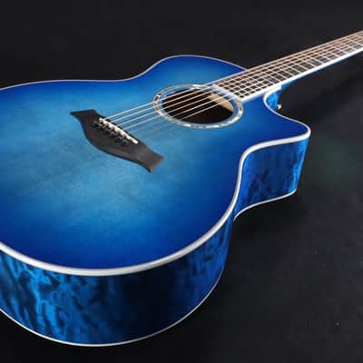 Taylor Custom Shop Grand Auditorium Spruce Top Quilt AAA Maple Back & Sides with Hardcase Transparent Blue 092 image 1