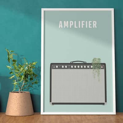Amplifier Print - Retro Music Poster, Fender Amp Art, Instrument Wall Art, Music Studio, A3 Size image 2