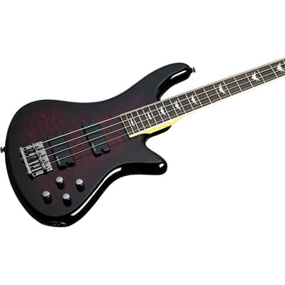 Schecter Stiletto Extreme-4 Bass Guitar (4 String, Black Cherry) Bundle with Ultimate Support Pro Guitar Stand, Guitar Strap and Classic Guitar Pick (10-Pack) image 7