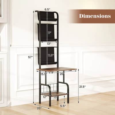 5-Tier Record Player Stand with Vinyl Display Rack – Tall Turntable Shelf Organizer with Countertop & Oxford Storage image 3
