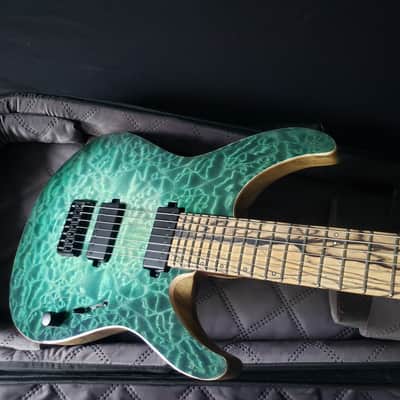 Mayones Aquila Elite S7 26.5" Reverse Headstock 4A QM top, Pale Moon Ebony Fretboard 16", Luminlay Offset Dot Inlays, Black Limba body, Wenge neck, Velvetrone Pickups image 18