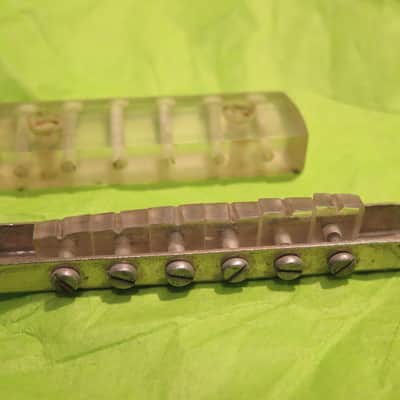 vintage 1960's clear Lucite bridge + tailpiece for solid body electric  - WHO MADE THIS??? image 2