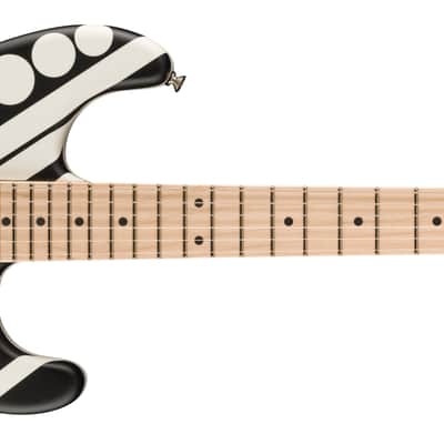 EVH EVH Striped Series Circles Maple FB White and Black with Bag image 1