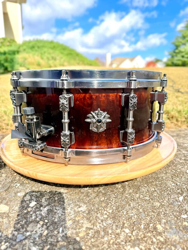 Tama Warlord Collection Masai 6x14" Bubinga Snare Drum 2000s - Quilted Bubinga Burst image 1