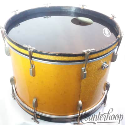 Leedy&Ludwig 22x14" Bass Drum Gold Sparkle Vintage 50s Nickel Rail Mount Elkhart image 4