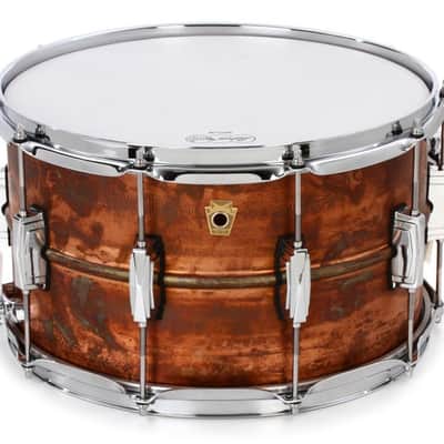 Ludwig Copper Phonic Snare Drum - 8 x 14-inch - Raw Patina Finish (LC608Rd1) image 8
