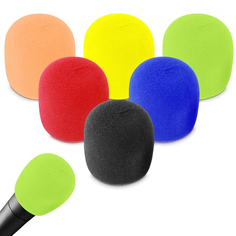 6 Pcs Microphone Covers Foam Mic Covers Foam Microphone Windscreen Colorful Hand-Held Microphone Sleeves image 1