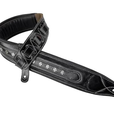 Walker and Williams C-35 Black Premium Leather Double Padded Strap with Metal Studs image 5