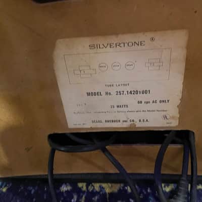 Tube version: Recently serviced new 8" Jensen modtone speaker Sears branded Silvertone Model 1420 5XL 5-Watt 1x8 Guitar Combo Late 1960s - Black image 5