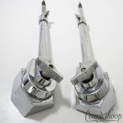 Pearl 2x Bass Drum Spurs+Mounts Heavy Duty Telescoping Legs Chrome Vintage Japan image 1