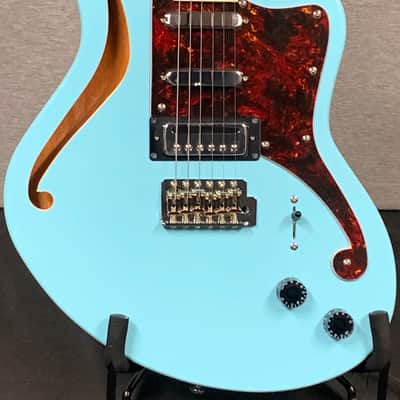 D'Angelico Premier Bedford SH Semi-Hollow - Sky Blue with Tremelo and Gig Bag image 2