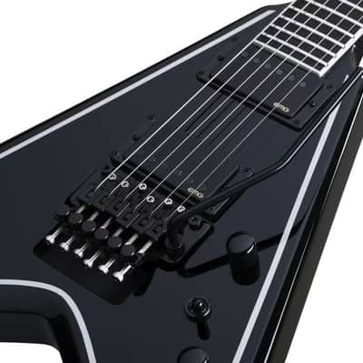 Schecter RavenDark V FR Abbath Signature Gloss Black with Silver Pinstripes image 5