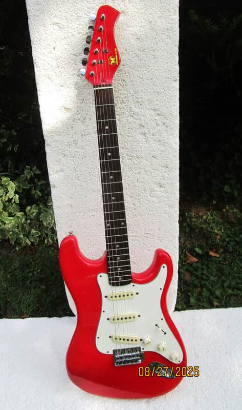 Hondo H76 Stratocaster Guitar, 1980's, Korea, Red, Fresh Setup image 1