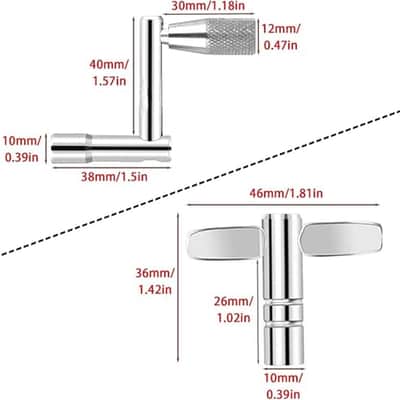 4Pcs Drum Key Set, 3-Pack Drum Tuning Key with Continuous Standard Motion Speed Key, Metal Drum Keys Tuner, Drum Set Hardware Key Tool image 2