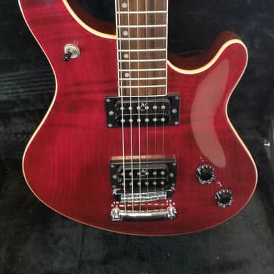 Washburn Vintage 1998 Maverick Series BT-8, Flame Maple Arch Top, Dual HB, Rosewood FB, Trans Red, w/HSC image 3
