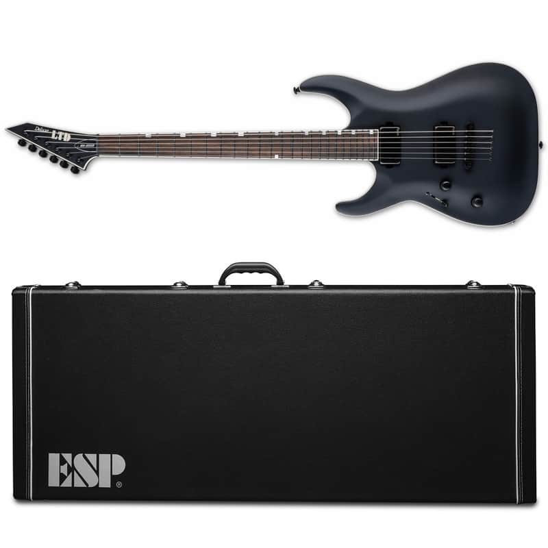 ESP LTD MH-1000 Baritone LH Left-Handed 1000B Electric Guitar Black Satin + ESP Case - Brand New image 1