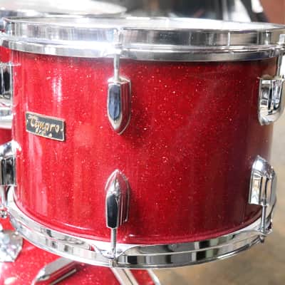 Tempro 4pc Drum Set Red Sparkle Vintage 1970's image 3