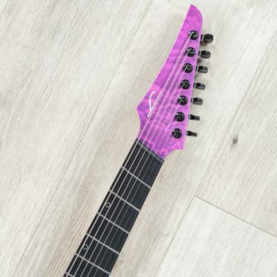 Legator N7FSS Ninja 7 Super Shred Multi-Scale 7-String Guitar, Purple Magenta Quilt image 8