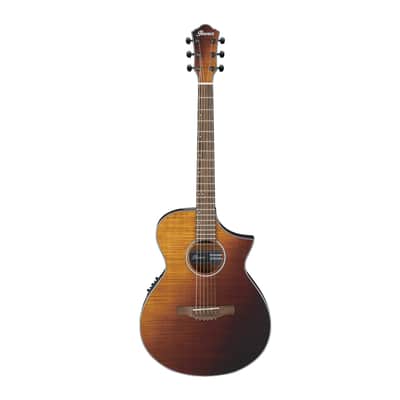 Ibanez AEWC32FM Series 6-String Acoustic-Electric Guitar (Amber Sunset Fade High Gloss) with Tuner, Guitar Stand, Guitar Strings, Guitar Learning Book, String Winder and Guitar Picks Bundle image 2