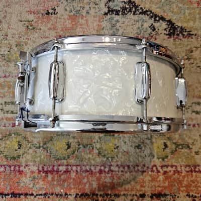 Slingerland Hollywood Ace 14x5.5" 3-ply Snare Drum - White Marine Pearl 1960s image 6