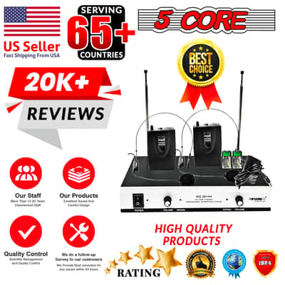 5Core Wireless Microphones w 2 Headset Portable Mini Microfono Inalambricos + Receiver 165ft Range image 12