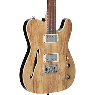 Michael Kelly 58 Thinline Electric Guitar, Natural, Spalted Maple Top image 1