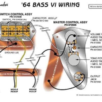 Immagine Fender Bass VI Wiring Harness Electronics Upgrade NEW! - 3