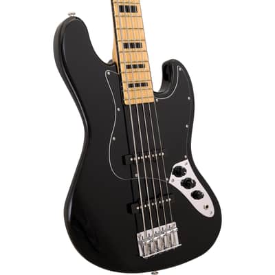 CNZ Audio JB Vintage 1975 Electric Bass Guitar - Maple Fingerboard & Neck, Black image 3