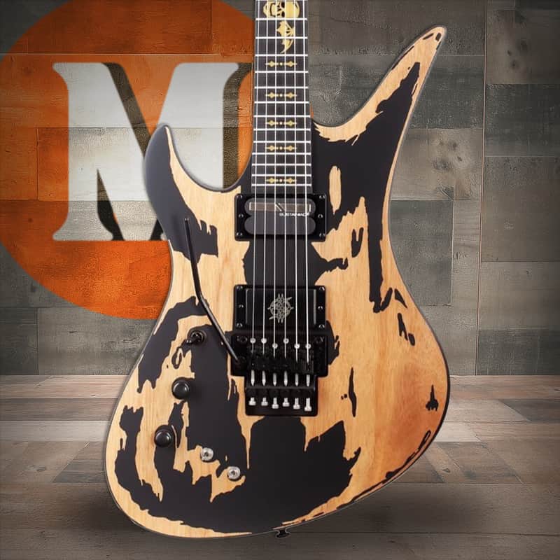 Schecter Synyster Custom-S Distressed Left Hand Electric Guitar - Satin Black (1751) image 1