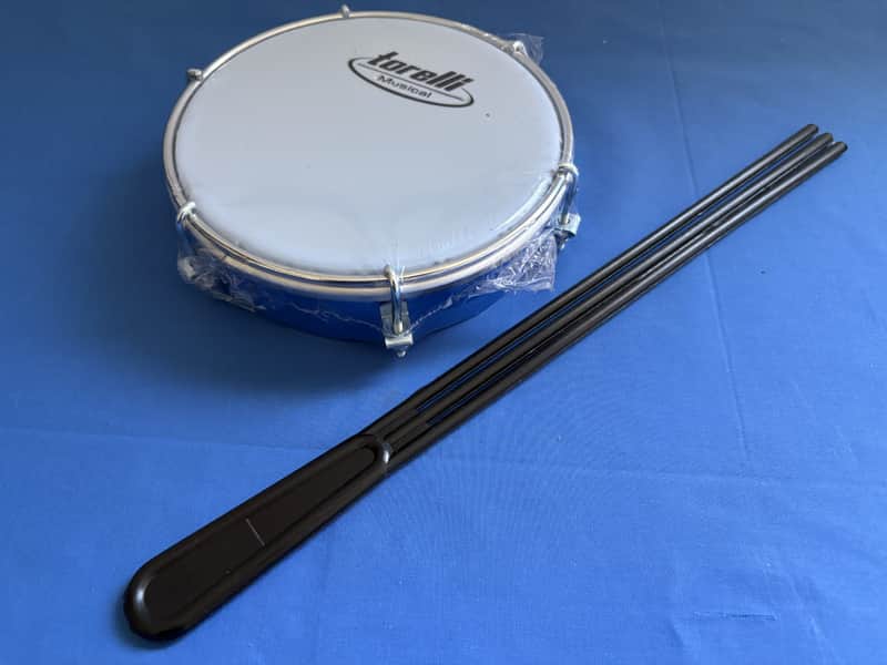 6" Torelli Brazilian Professional Tamborim Blue Color Body Nylon Head Tambourine With Triple Plastic Stick Percussion image 1