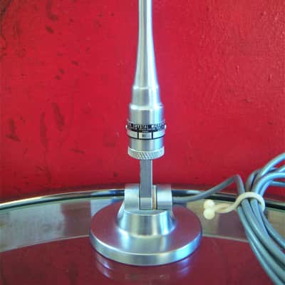 Vintage 1950's Turner 80X crystal microphone Satin Chrome w cable and stand image 7
